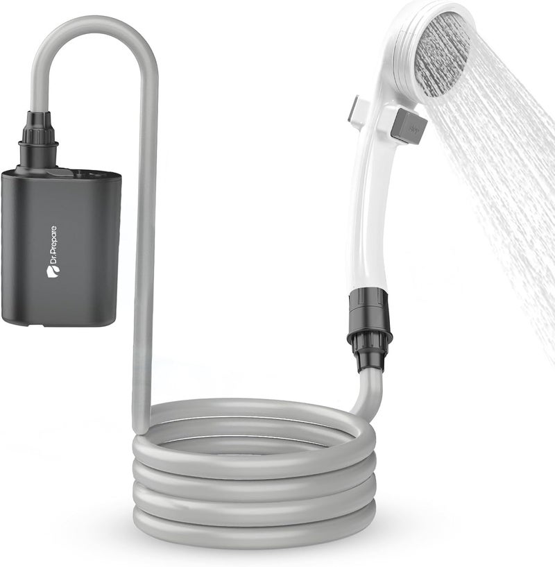 Dr. Prepare Portable Shower for Camping, Shower Pump with 8000mAh Battery, 2200mAh Battery with 4.5 Gallons Bucket - Image 1